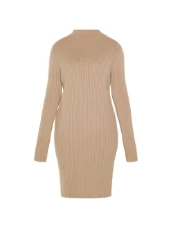 Usha Damen Kleid in beige - Länge: mittel