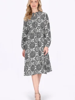 Usha Damen Kleid in blau - Ausschnitt: Rundhals