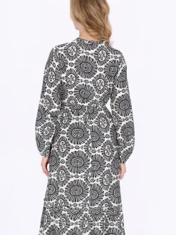 Usha Damen Kleid in blau - Ausschnitt: Rundhals