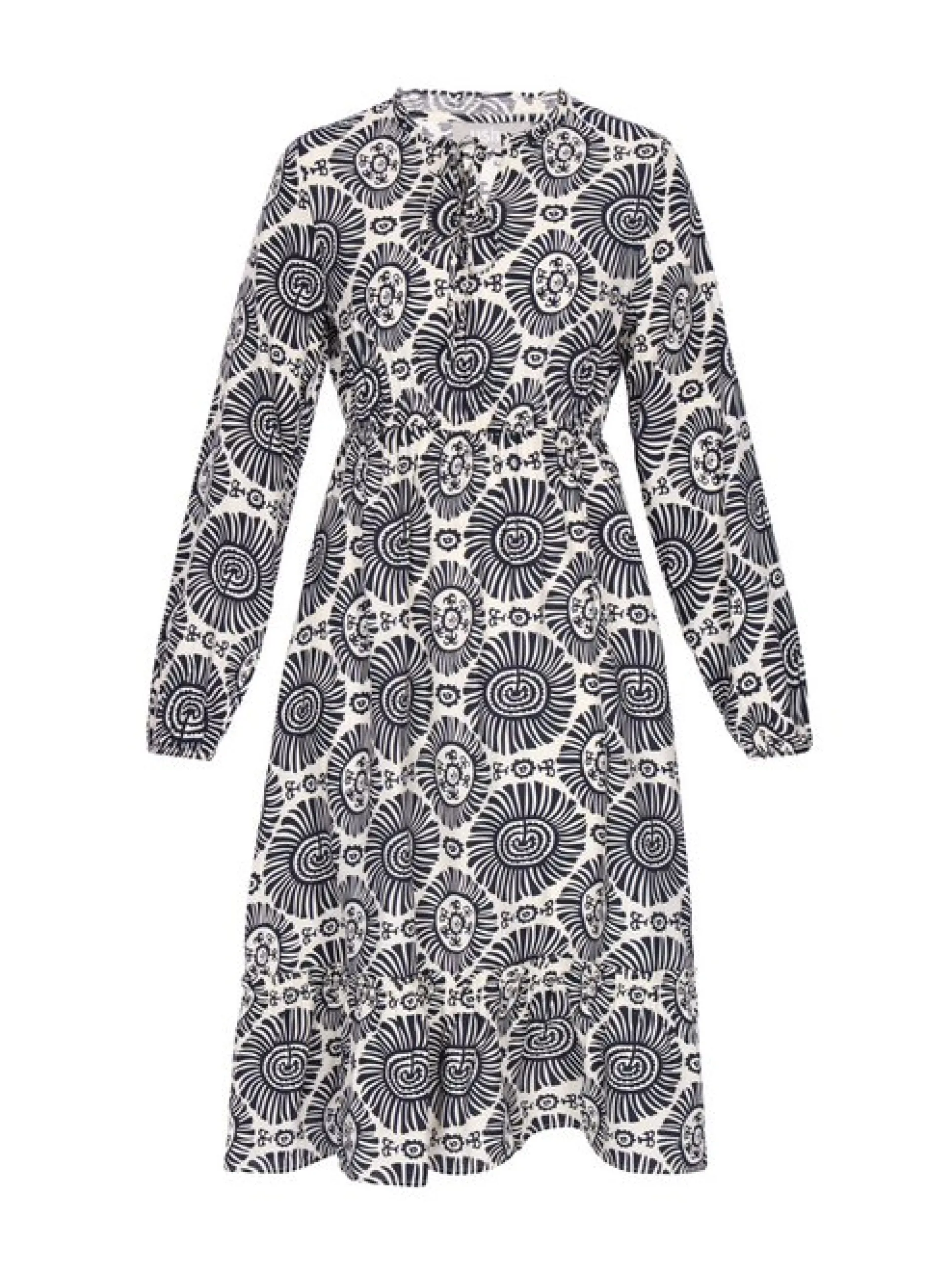 Usha Damen Kleid in blau - Ausschnitt: Rundhals