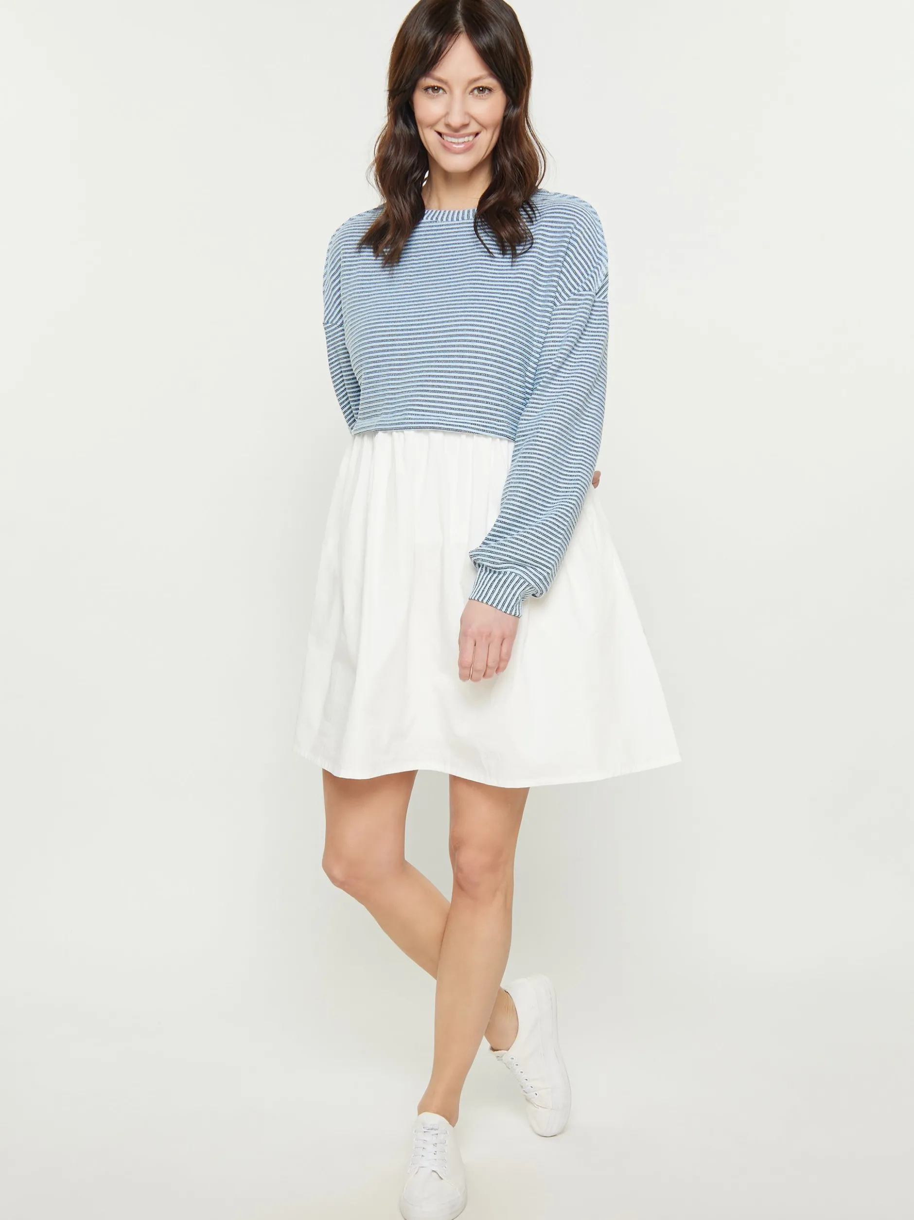 Usha Damen Kleid in blau - Ausschnitt: Rundhals
