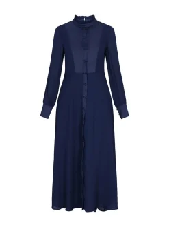 Usha Damen Kleid in blau - Länge: mittel
