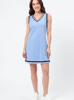 Usha Damen Kleid in blau - Länge: mittel