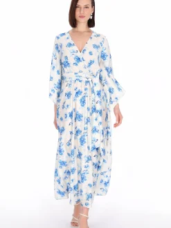 Usha Damen Kleid in blau - Länge: mittel
