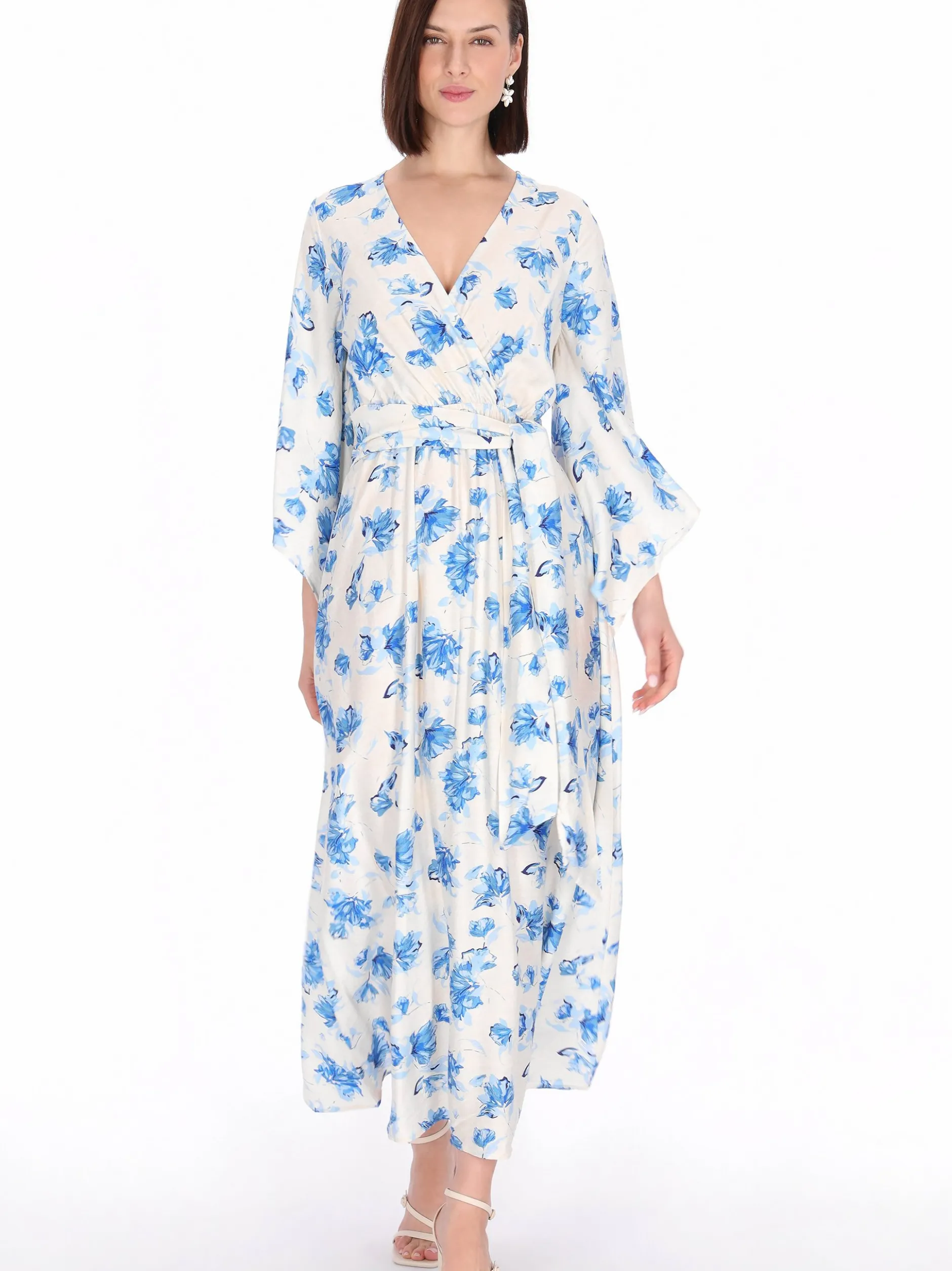 Usha Damen Kleid in blau - Länge: mittel