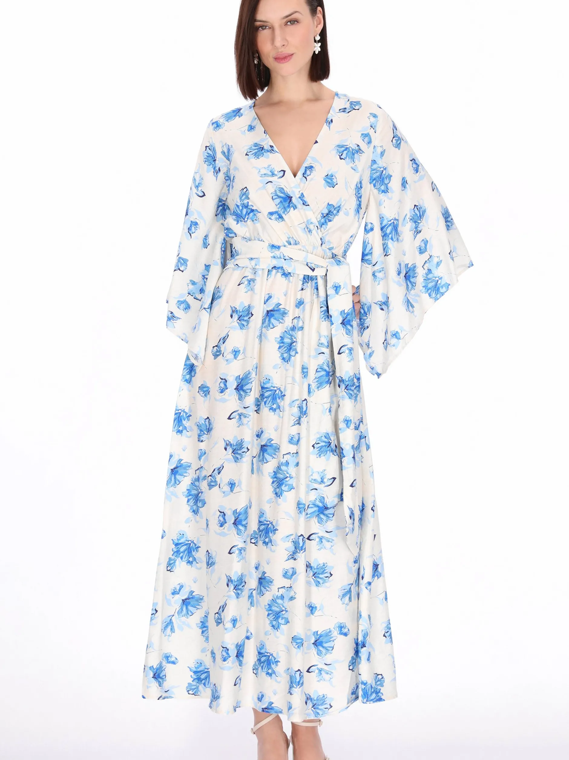 Usha Damen Kleid in blau - Länge: mittel