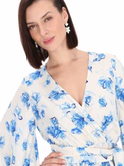 Usha Damen Kleid in blau - Länge: mittel