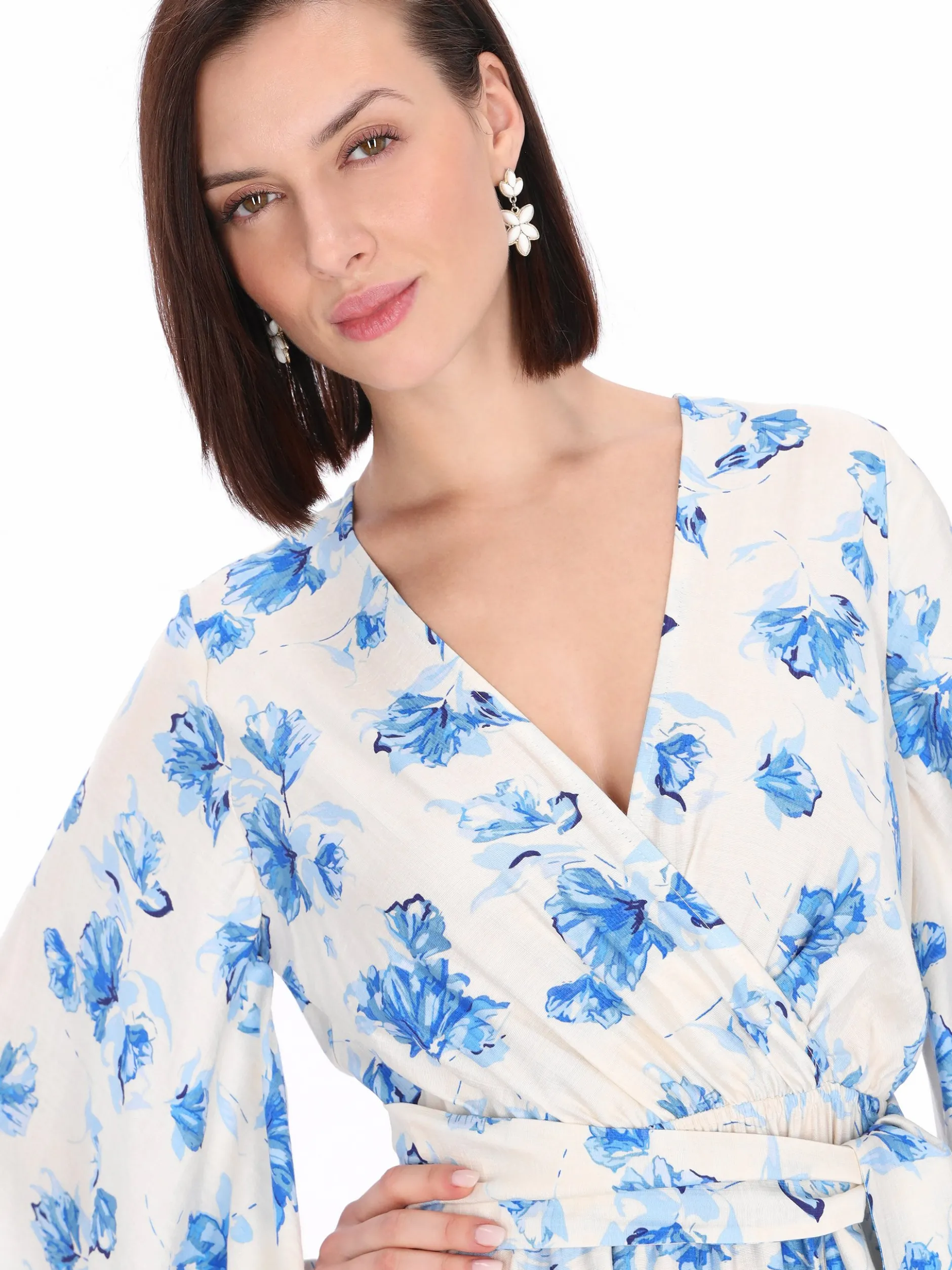 Usha Damen Kleid in blau - Länge: mittel