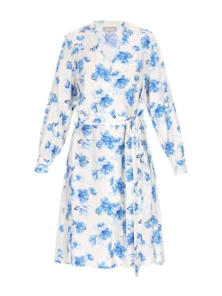 Usha Damen Kleid in blau - Länge: mittel