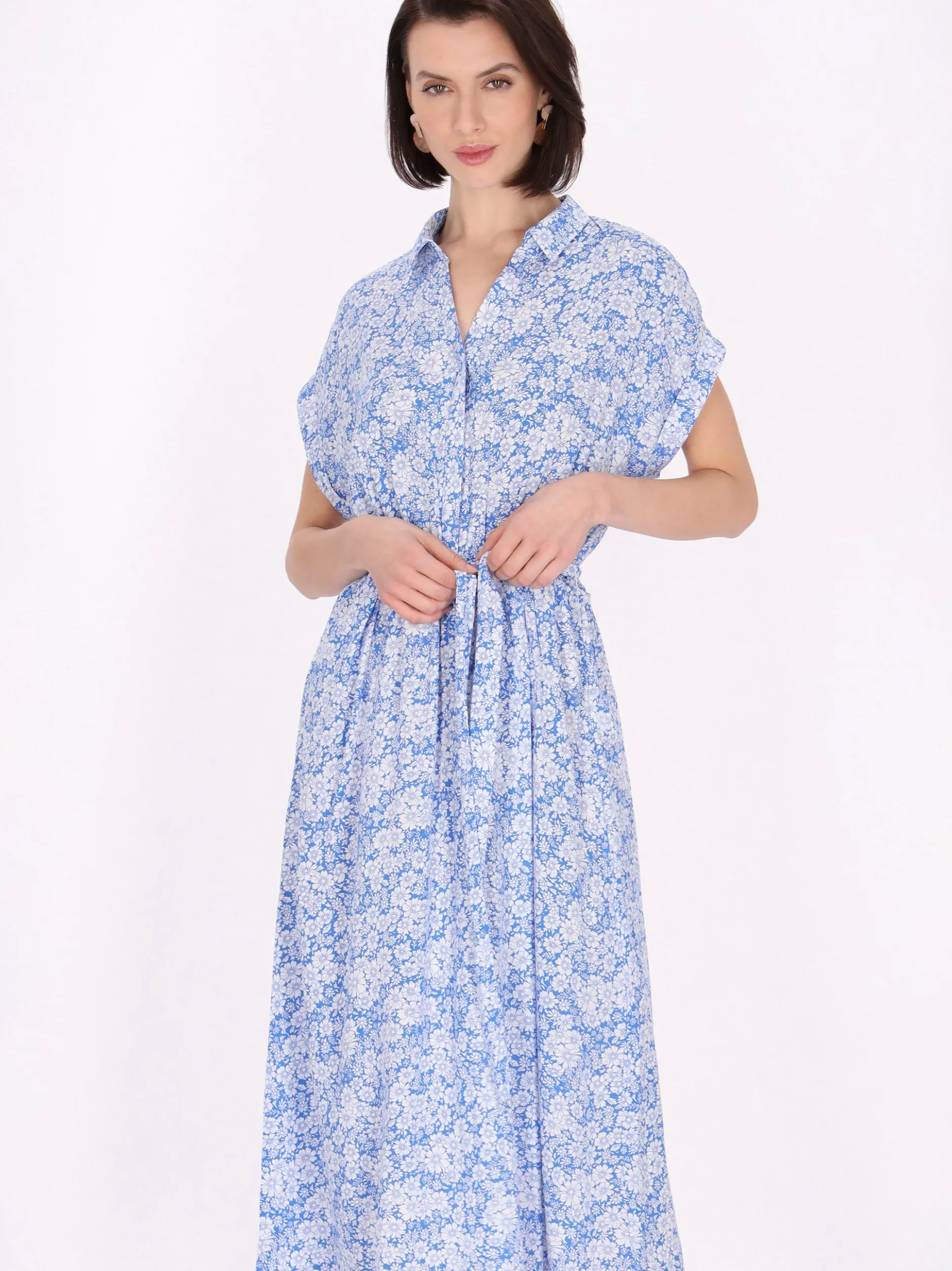 Usha Damen Kleid in blau - Länge: mittel