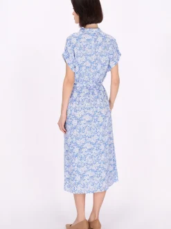 Usha Damen Kleid in blau - Länge: mittel