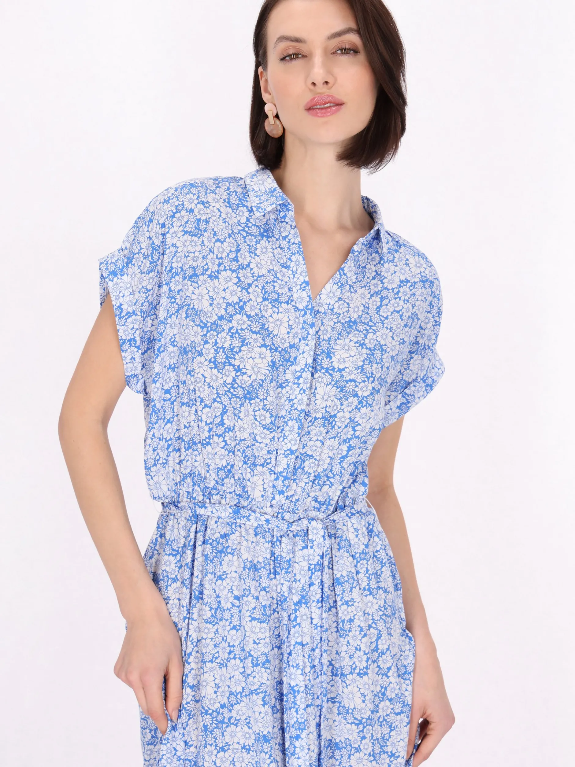 Usha Damen Kleid in blau - Länge: mittel