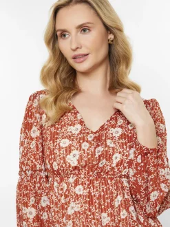 Usha Damen Kleid in braun - Länge: mittel
