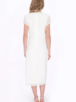Usha Damen Kleid in ecru - Ausschnitt: Rundhals