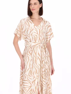 Usha Damen Kleid in ecru - Länge: mittel