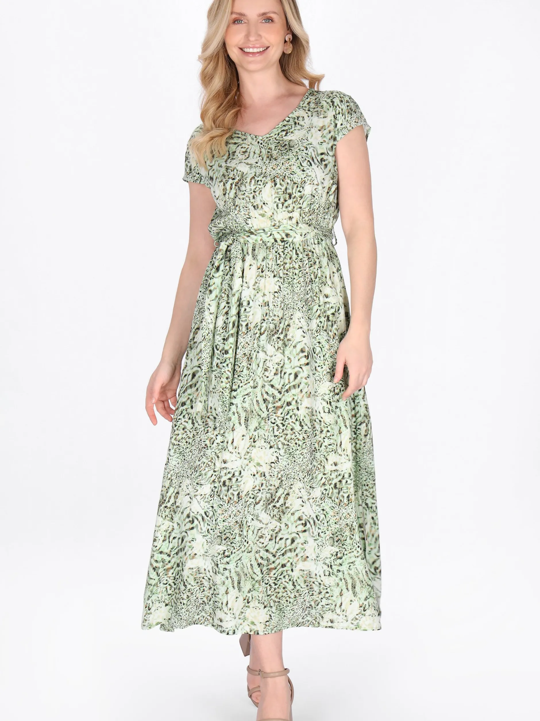 Usha Damen Kleid in grün - Länge: mittel