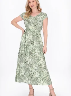 Usha Damen Kleid in grün - Länge: mittel