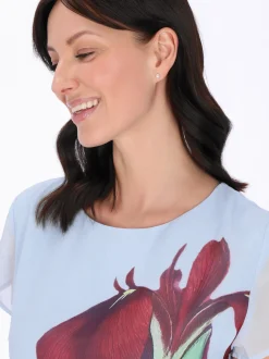 Usha Damen Kleid in hellblau - Ausschnitt: Rundhals