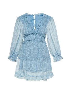 Usha Damen Kleid in hellblau - Länge: mittel