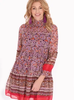 Usha Damen Kleid in lila - Länge: mittel