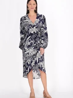 Usha Damen Kleid in marine - Länge: mittel