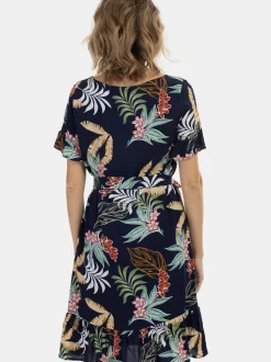 Usha Damen Kleid in mehrfarbig - Ausschnitt: Rundhals