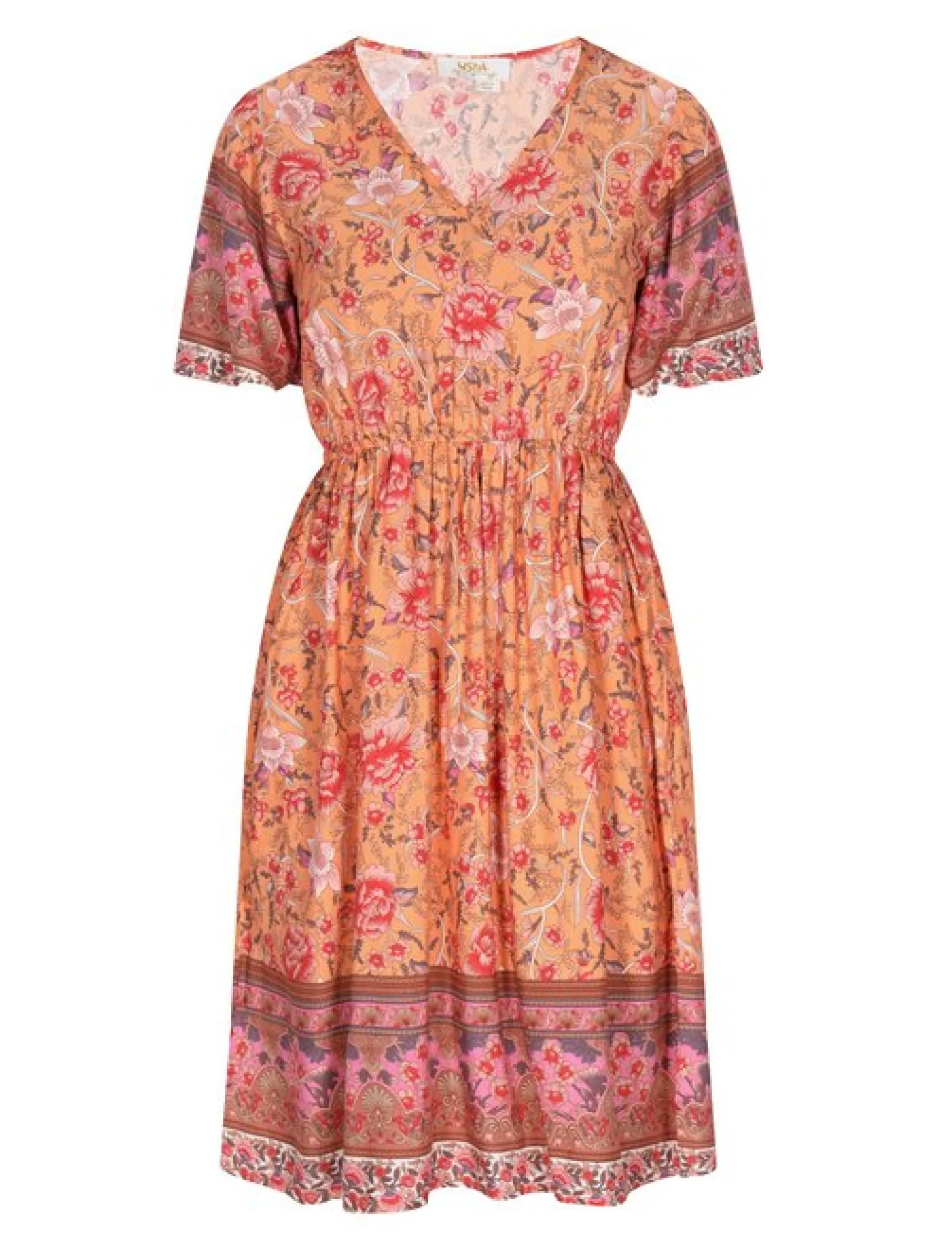 Usha Damen Kleid in orange - Länge: mittel