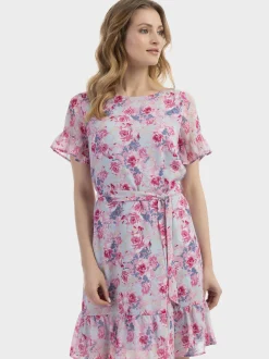 Usha Damen Kleid in pink - Ausschnitt: Rundhals