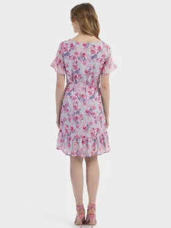 Usha Damen Kleid in pink - Ausschnitt: Rundhals