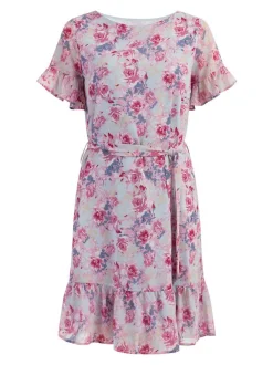 Usha Damen Kleid in pink - Ausschnitt: Rundhals
