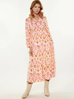 Usha Damen Kleid in pink - Länge: mittel