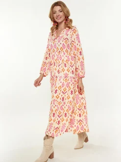 Usha Damen Kleid in pink - Länge: mittel