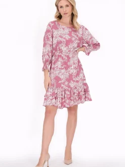 Usha Damen Kleid in pink - Länge: mittel