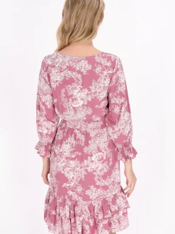 Usha Damen Kleid in pink - Länge: mittel