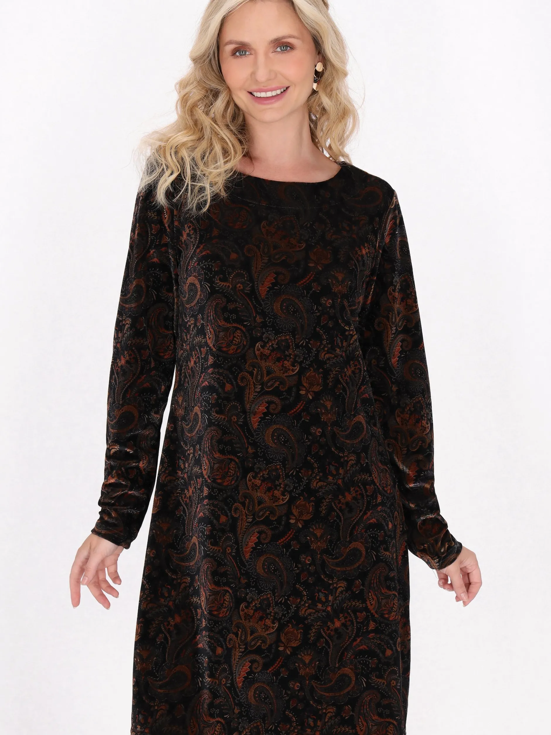 Usha Damen Kleid in purple - Ausschnitt: Rundhals
