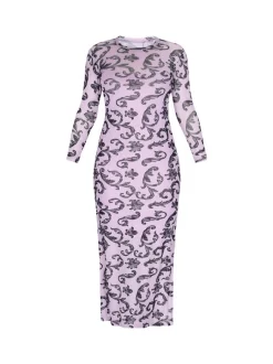 Usha Damen Kleid in rosa - Ausschnitt: Rundhals