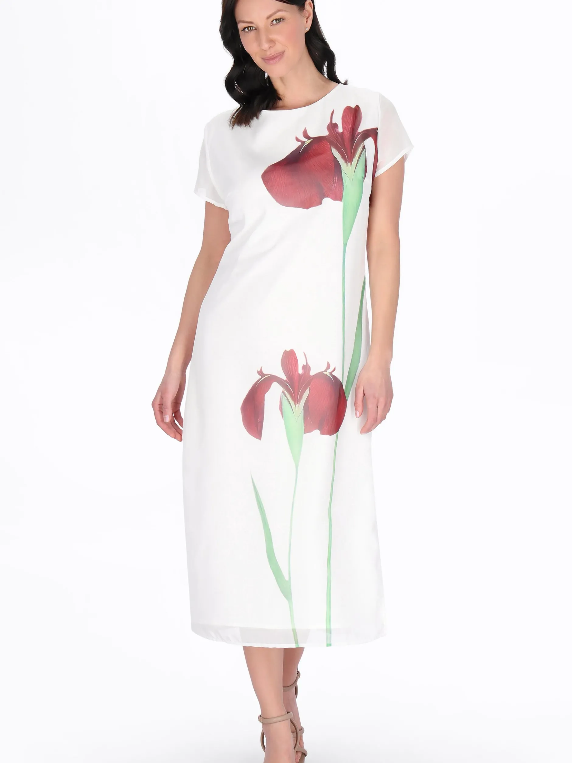 Usha Damen Kleid in rosa - Ausschnitt: Rundhals