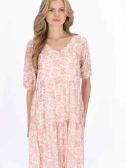 Usha Damen Kleid in rosa - Länge: mittel