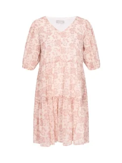 Usha Damen Kleid in rosa - Länge: mittel