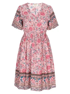 Usha Damen Kleid in rosa - Länge: mittel