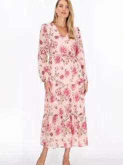 Usha Damen Kleid in rosa - Länge: mittel