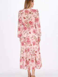Usha Damen Kleid in rosa - Länge: mittel