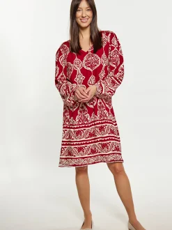 Usha Damen Kleid in rot - Ausschnitt: V-Ausschnitt
