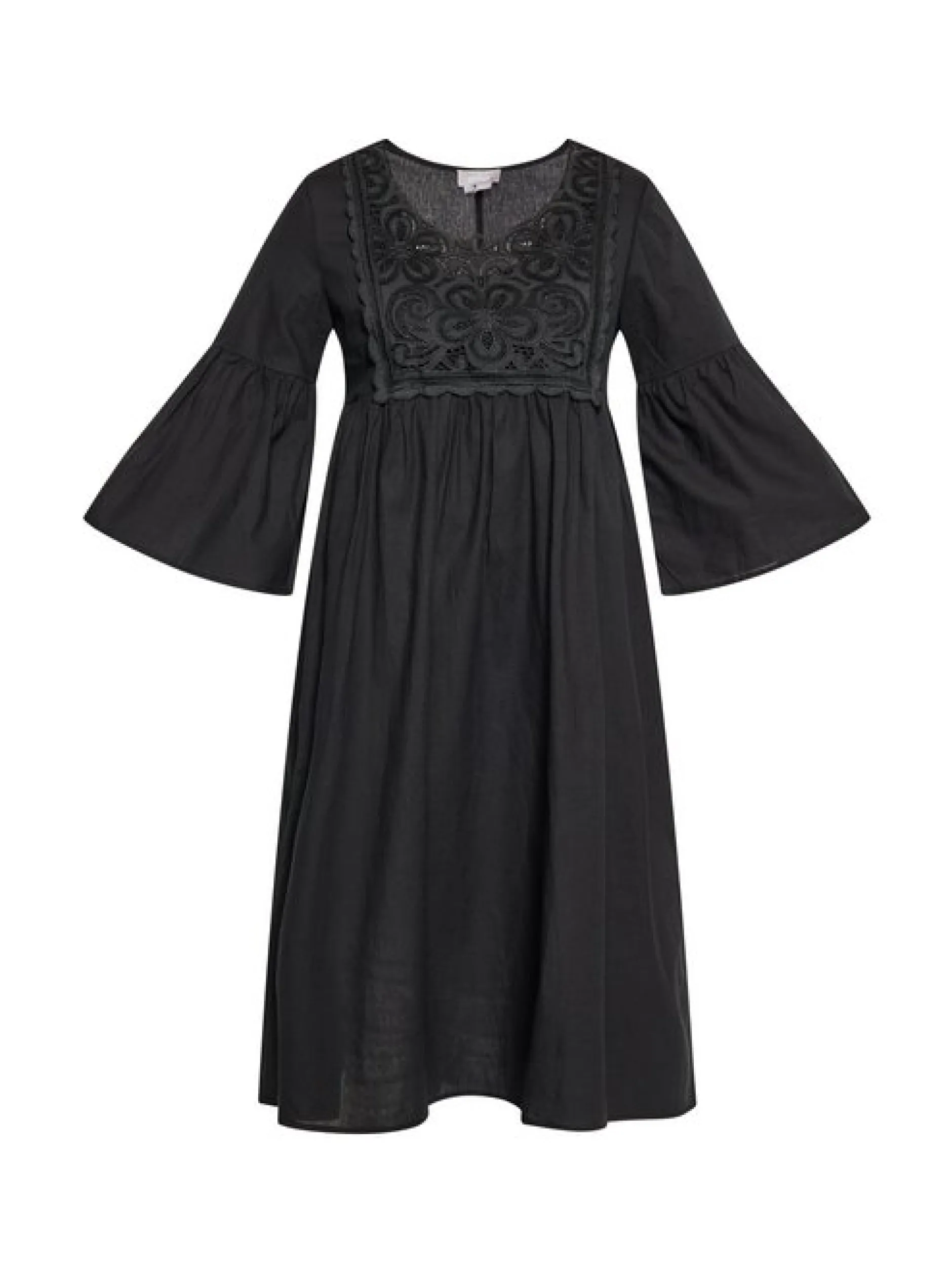 Usha Damen Kleid in schwarz - Ausschnitt: ohne Kragen