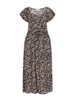 Usha Damen Kleid in schwarz - Ausschnitt: Rundhals