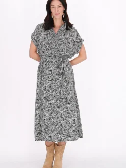 Usha Damen Kleid in schwarz - Länge: mittel