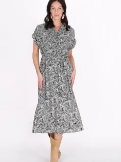 Usha Damen Kleid in schwarz - Länge: mittel