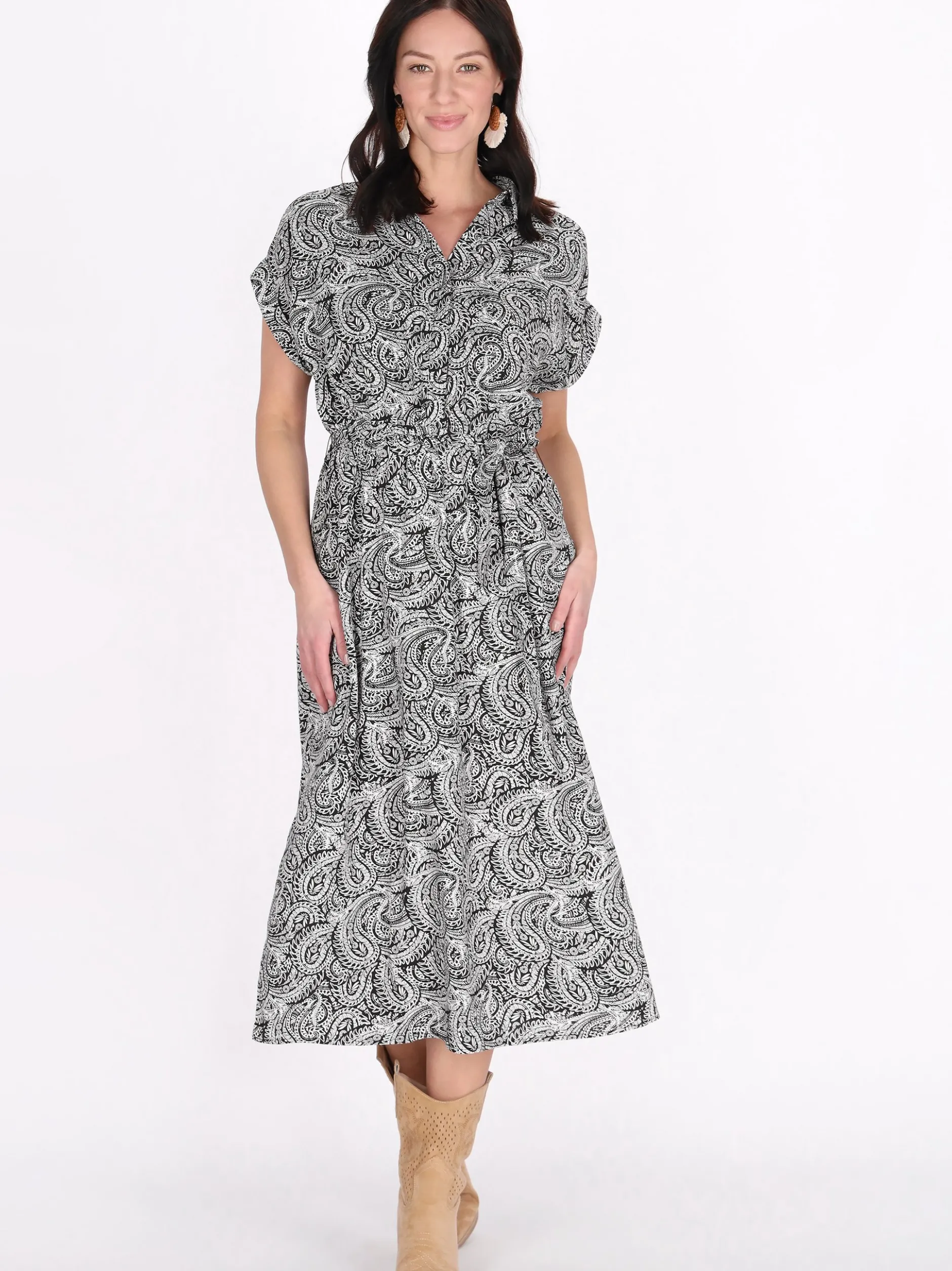 Usha Damen Kleid in schwarz - Länge: mittel