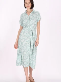 Usha Damen Kleid in türkis - Länge: mittel