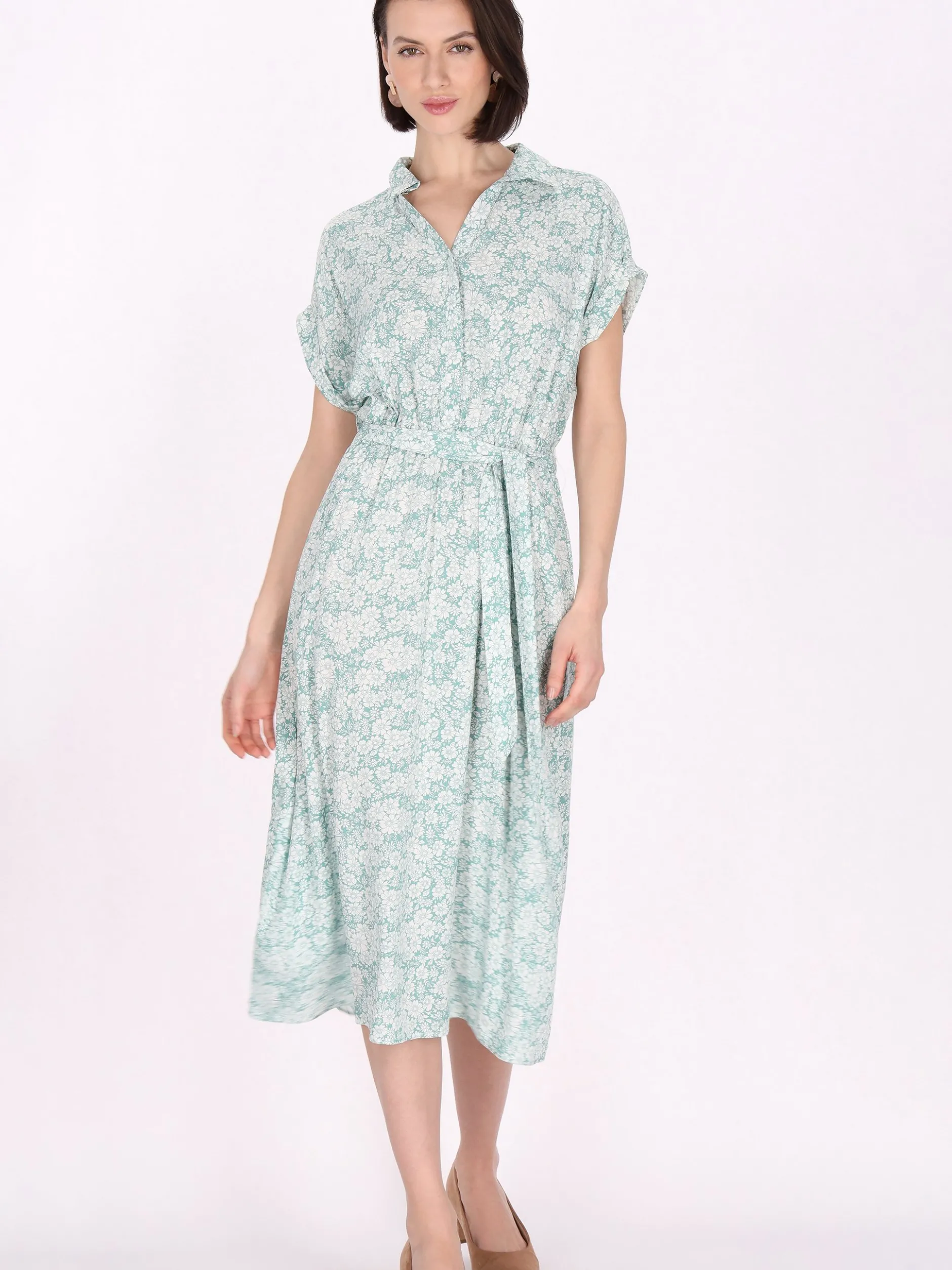 Usha Damen Kleid in türkis - Länge: mittel